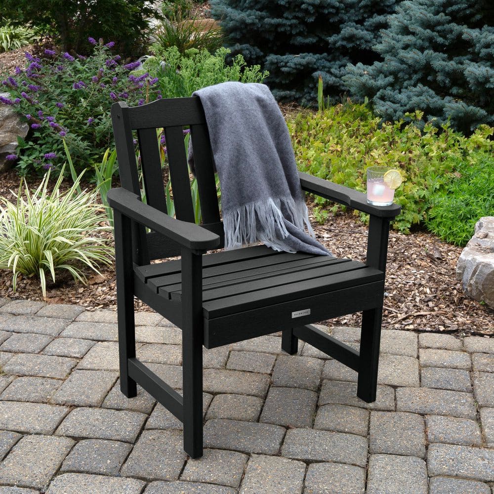 Highwood Lehigh Black Recycled Plastic Outdoor Garden Chair