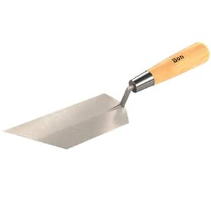 6 in. x 2 in. 45° Left Angle Margin Trowel - Wood Handle