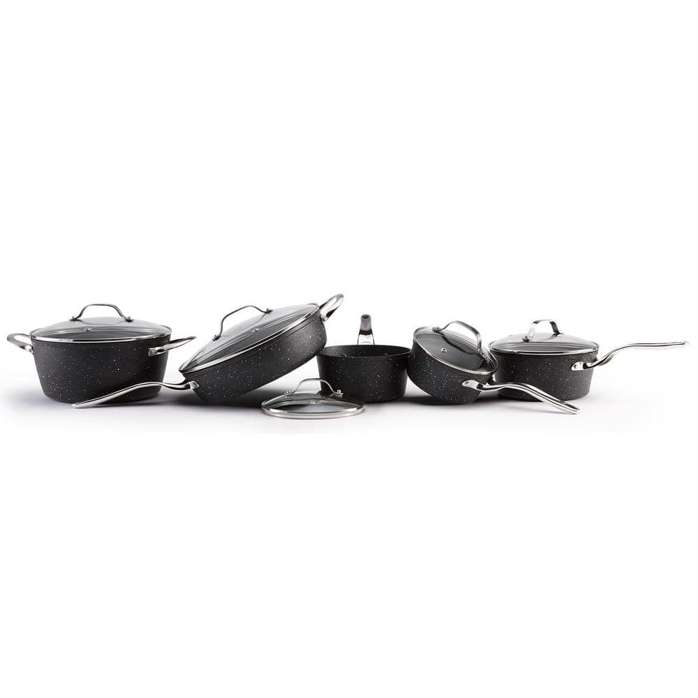 Starfrit The Rock 10-Piece Non-Stick Black Aluminum Cookware Set
