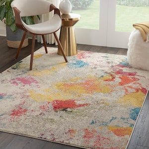 Celestial Janelle Ivory/Multicolor 5 ft. x 8 ft. Abstract Art Deco Area Rug