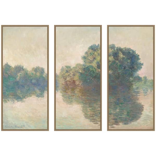 3 Piece Sylvie "Seine at Giverny Monet Panel" by Nostalgia Prints Landscape Framed Art Print Set 40 in. x 18 in.