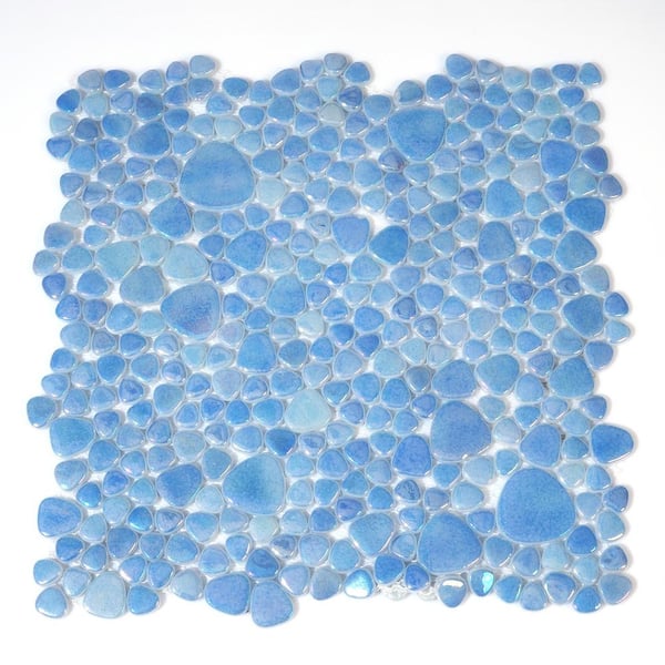 6 in. x 6 in. Blue Unconditional Glass Tile Love Glossy Glass Wall, Floor, Backsplash and Pool Tile 0.25 sq. ft. Sample