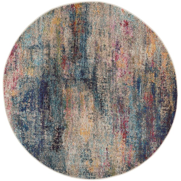 Nourison Celestial Multicolor 5 ft. x 5 ft. Abstract Contemporary Round Area Rug