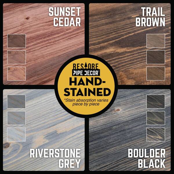 PIPE DECOR 24 in. x 12 in. 18 in. Boulder Black Solid Wood