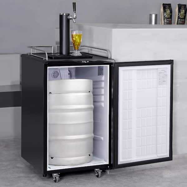 Beer Kegerator Single Tap Draft Beer Dispenser, Full Size Keg Refrigerator With Shelves, CO2 Cylinder, Drip Tray & Rail