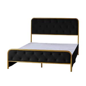 Marlene Black Contemporary Upholstered King Size Platform Bed with Bottom Storage and Bed Skirt