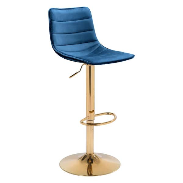 ZUO Prima Bar Chair Dark Blue & Gold