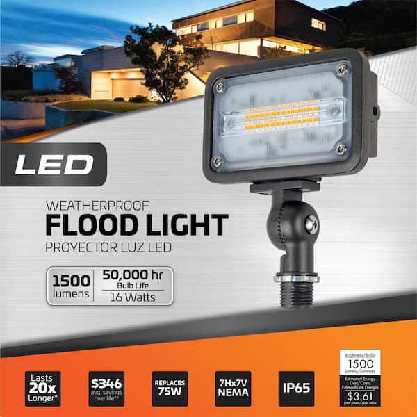 Newhouse Lighting 16-Watt Bronze Outdoor Integrated LED Landscape Weatherproof Wall Wash Flood Light with Adjustable Mounting Bracket