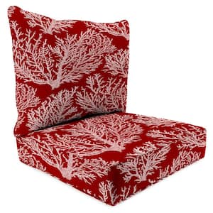 46.5 in. L x 24 in. W x 6 in. T Outdoor Deep Seating Chair Seat and Back Cushion Set in Seacoral Red