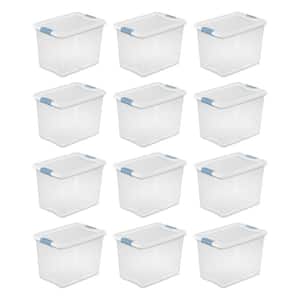 25 Qt. Capacity Clear Plastic Storage Tote Bins with Lids (12-Pack)