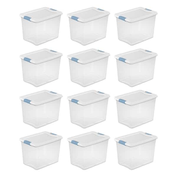 Sterilite 25 Qt. Capacity Clear Plastic Storage Tote Bins with Lids (12-Pack)
