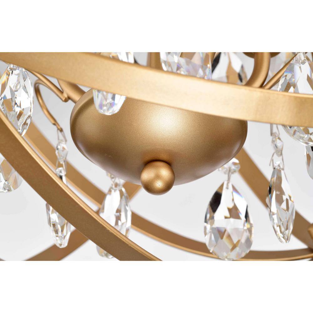 Benita Yellow Gold 5-Light Globe Crystal Chandelier