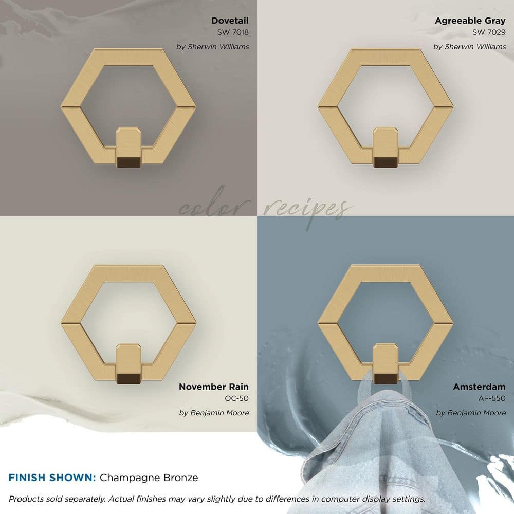 Champagne Bronze Hexagonal Single Prong Decorative Wall Hook