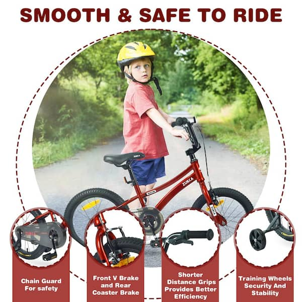 16 in. Kids Bike Fat Tire Bicycle with Training Wheels for Boys and Girls Age 4 to 7 Red BK 9770RD The Home Depot