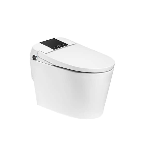 Elongated Smart Bidet Toilet in White with Heated Seat, Auto Open/Close Lid, Deodorizing, and Remote Control