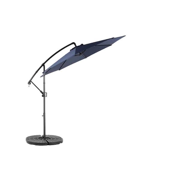 Oyezvary 10 ft. Steel Offset Hanging Market Rotation Patio Umbrella with Tilt Adjustment, Polyester Shade and 8 Ribs in Navy Blue