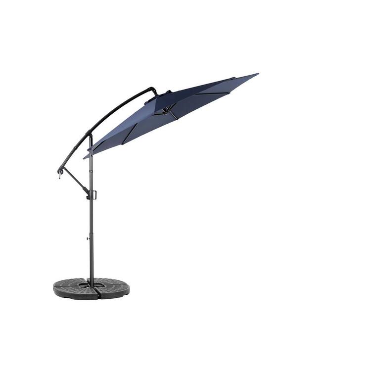Oyezvary 10 ft. Steel Offset Hanging Market Rotation Patio Umbrella with Tilt Adjustment, Polyester Shade and 8 Ribs in Navy Blue