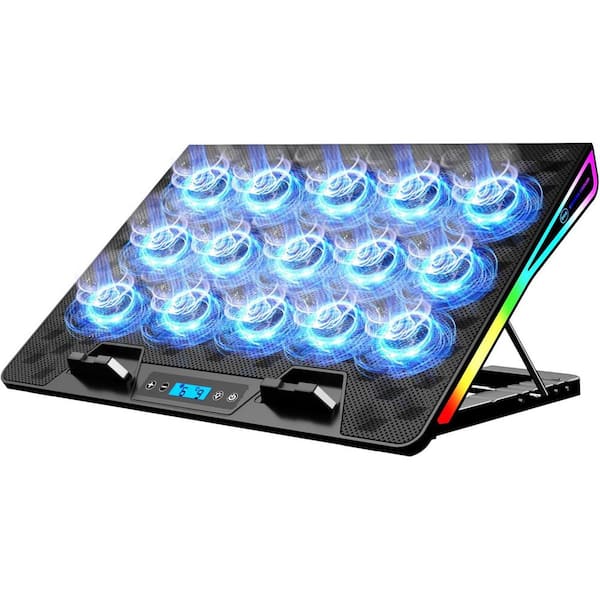 Ahfiwaso Laptop Cooling Pad with 15-Quiet Fans, RGB Laptop Cooler and 4-Height Stand in Blue