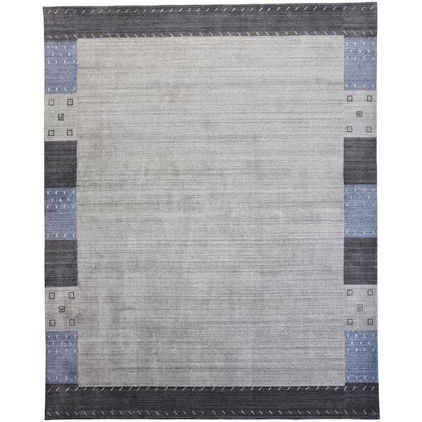 HomeRoots 10 ft. x 13 ft. Gray and Black Solid Color Area Rug