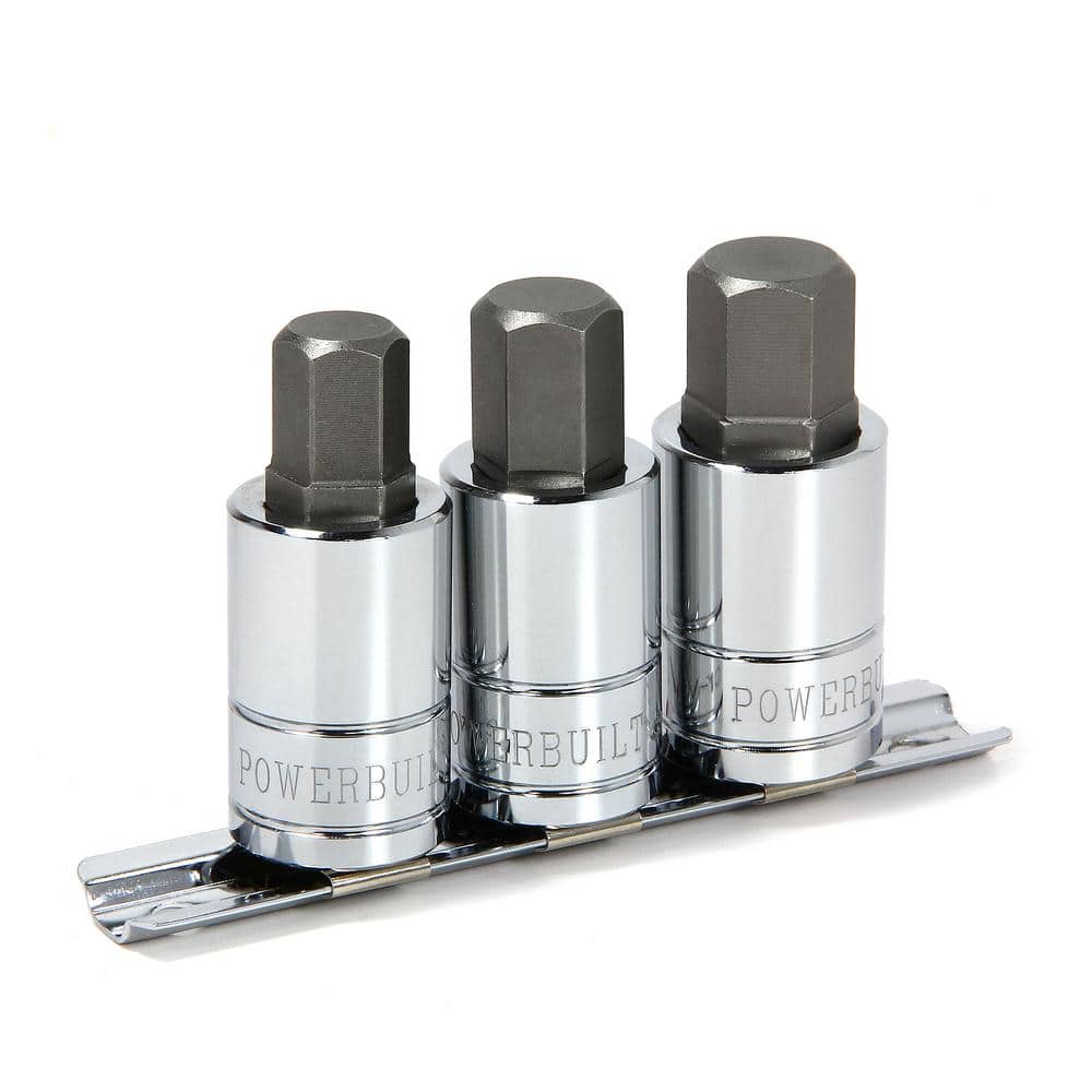 3 Piece 1/2 Inch Drive Metric Hex Bit Socket Set