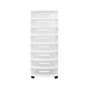 8-Drawer Resin Rolling Storage Cart in White and Clear