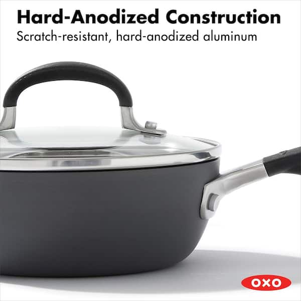 OXO Good Grips Nonstick 4-Piece Hard-Anodized Aluminum Saucepan Set, Black