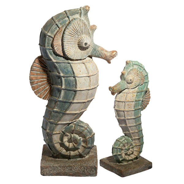 Design Toscano Sea Biscuit Seahorse Marine Fish Family Collection Statue Set (2-Piece)