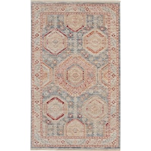 Enchanting Home Light Blue Multicolor 3 ft. x 5 ft. Persian Medallion Traditional Kitchen Area Rug