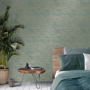 Fusion Blue Teal Plain Textured Non-Pasted Paper Wallpaper