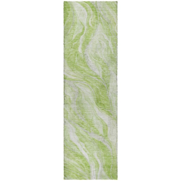 Dream Shag Premium Machine Washable Abstract ADS720 Aloe 2 ft. x 7 ft. Runner Rug