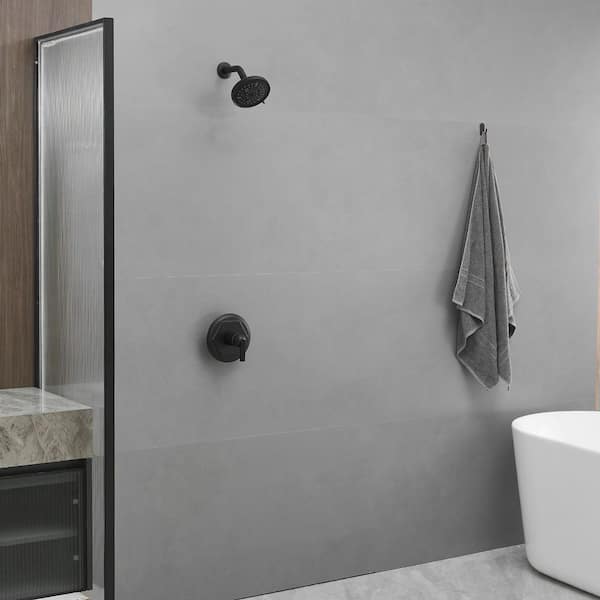 Single Handle 9-Spray Round Rain Shower Faucet 1.8 GPM with Pressure Balance Valve in Matte Black (Valve Included)