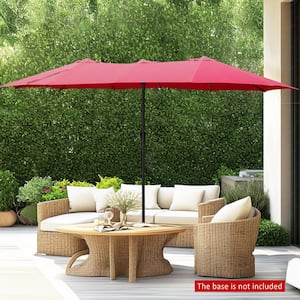 15 ft. Market No Weights Patio Umbrella 2-Side in Red