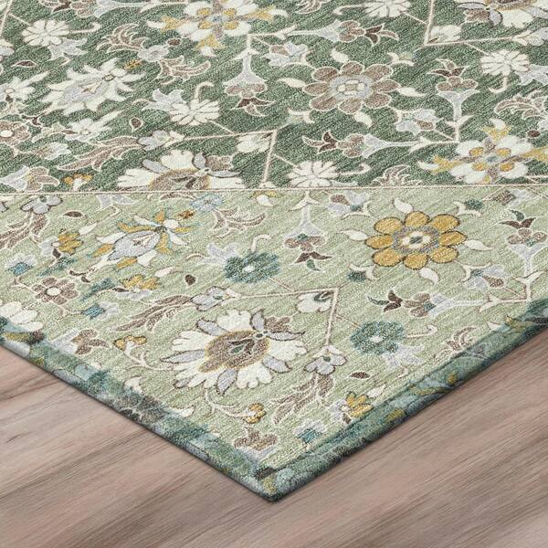 Chantille Machine Washable Indoor/Outdoor Abstract ACN3046 Basil 8 ft. x 8 ft. Round Rug