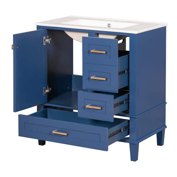 COWLOWN 30 in. D x 18 in. W x 34 in. H Bathroom Blue Linen Cabinet