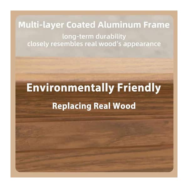 10 ft. x 12 ft. Wood Grain Aluminum Power-Coated Frame Galvanized Steel Double Roof Hardtop Gazebo(Curtain Not Included)