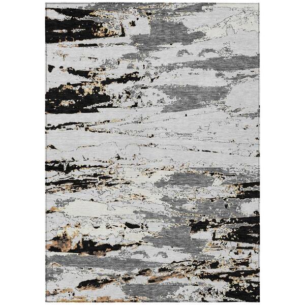 Chantille Machine Washable Indoor/Outdoor Abstract ACN2757 Black 5 ft. x 7 ft. 6 in. Area Rug