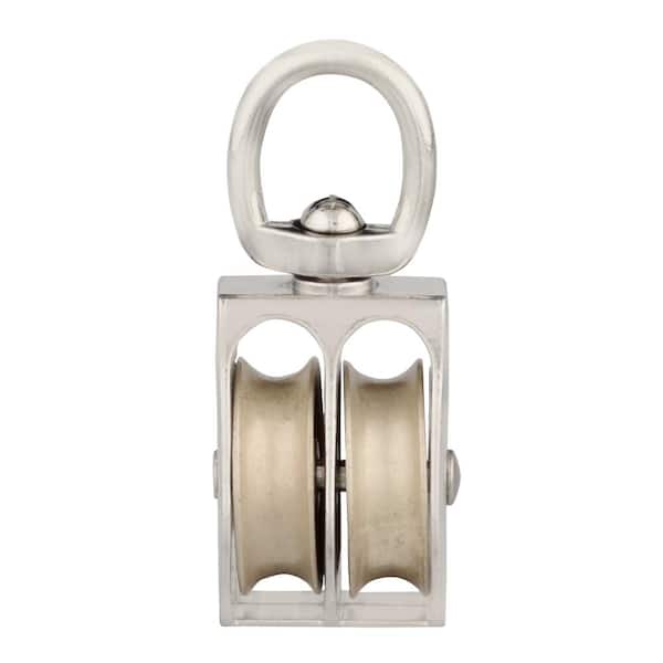 Everbilt 1-1/2 in. Nickel-Plated Swivel Double Pulley 42604 - The Home Depot