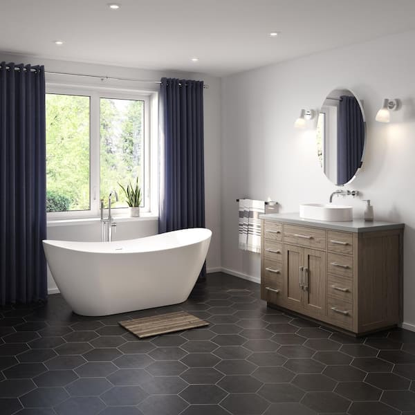 Mahaba 67 in. x 29 in. Acrylic Non-Whirlpool Freestanding Oval Center Drain Bathtub in White