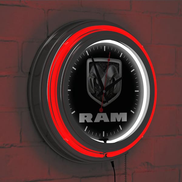 Trademark Neon Wall Clock Logo Black and Red with Pull Chain-Pub