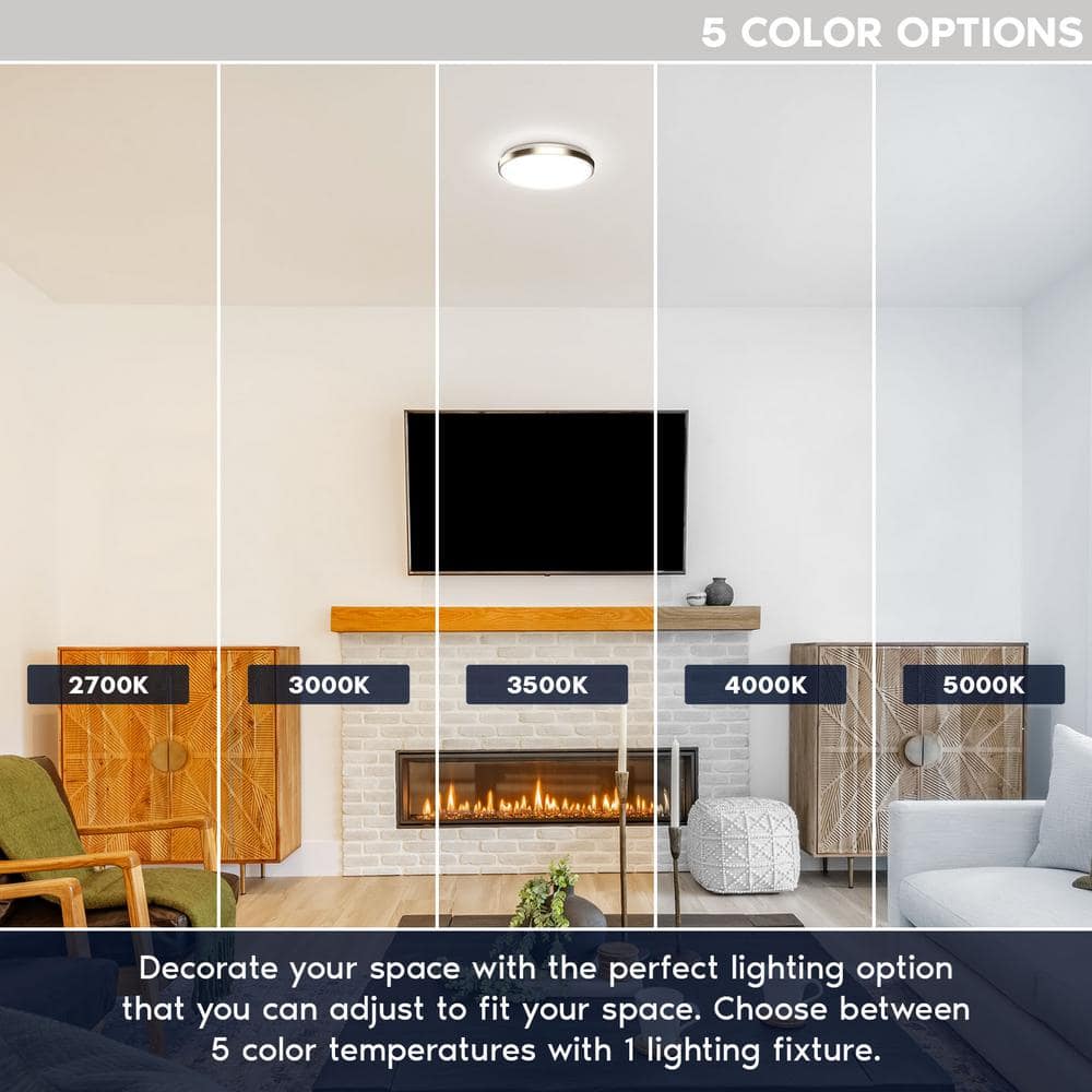 Brushed Nickel 11" LED Flush Mount Light with Motion Sensor