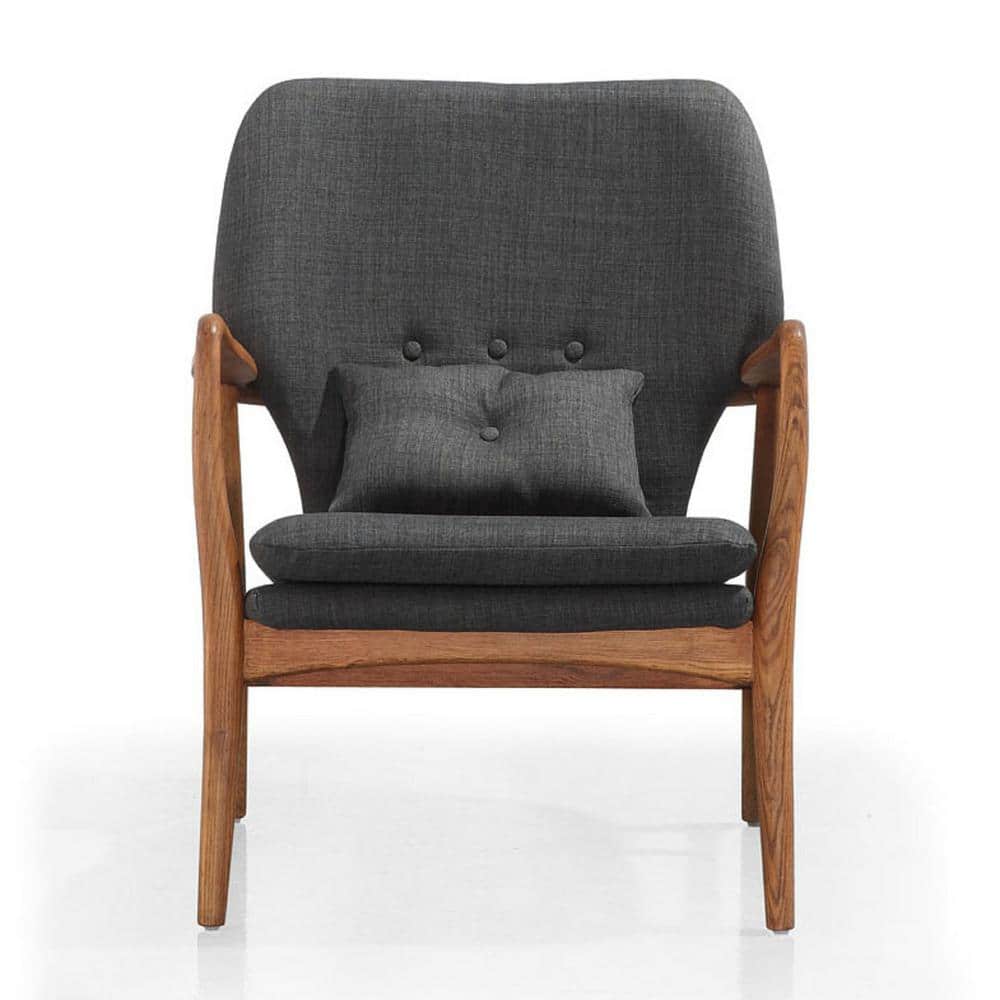 Bradley 28" Gray Linen Weave Mid-Century Modern Accent Chair