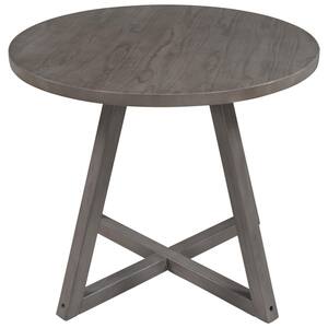 36 in. Round Gray MDF with Wood Frame (Seats-4)