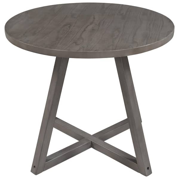 wetiny 36 in. Round Gray MDF with Wood Frame (Seats-4)