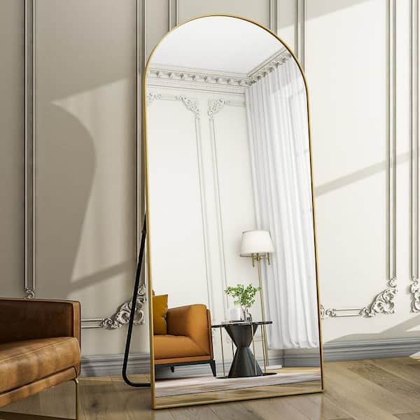 Gold 34 in. W x 76 in. H Metal Frame Arched Dressing Mirror for Bedroom Living Room Floor Full Length Mirror