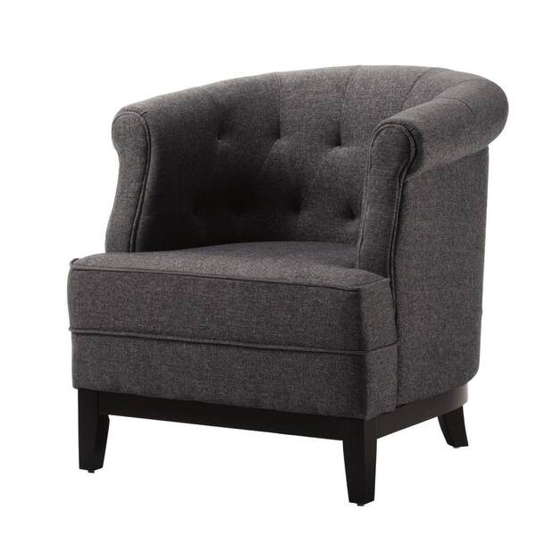 Home Decorators Collection Emma Charcoal Polyester Chenille Tufted Arm Chair