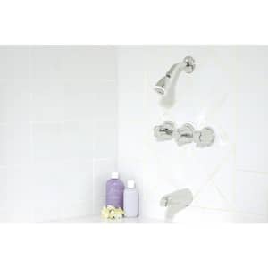 3-Handle 1-Spray Tub and Shower Faucet with Metal Verve Knob Handles in Polished Chrome (Valve Included)