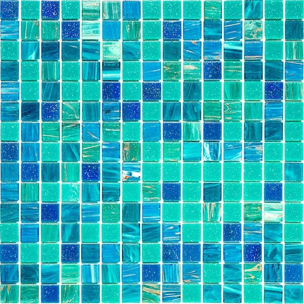 Apollo Tile Mingles 12 in. x 12 in. Glossy Blue Green Glass Mosaic Wall and Floor Tile (20 sq. ft./case) (20-pack)