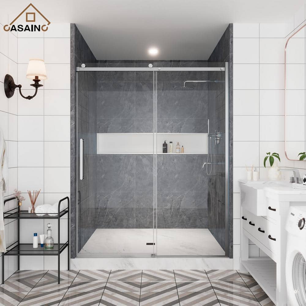 CASAINC 60 in. W x 76 in. H Sliding Frameless Shower Door in