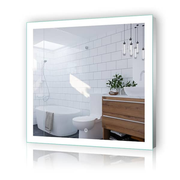 36 in. W x 36 in. H Square Frameless LED Anti-Fog Wall Bathroom Vanity ...