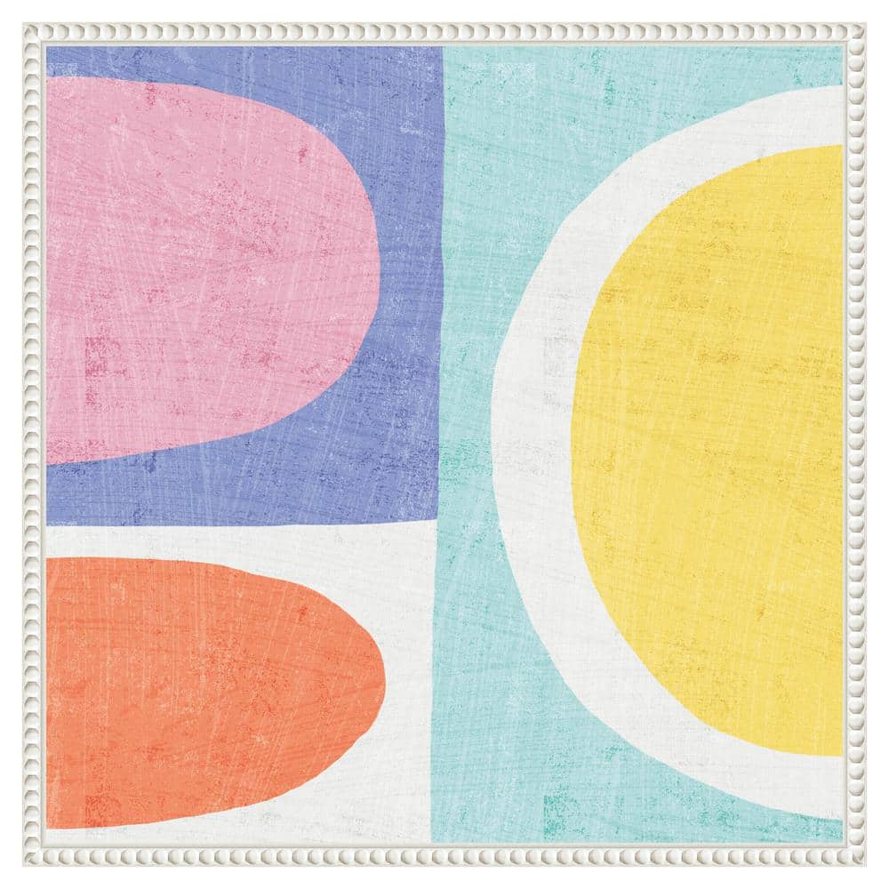 Pastel II Abstract Canvas Art with White Floater Frame